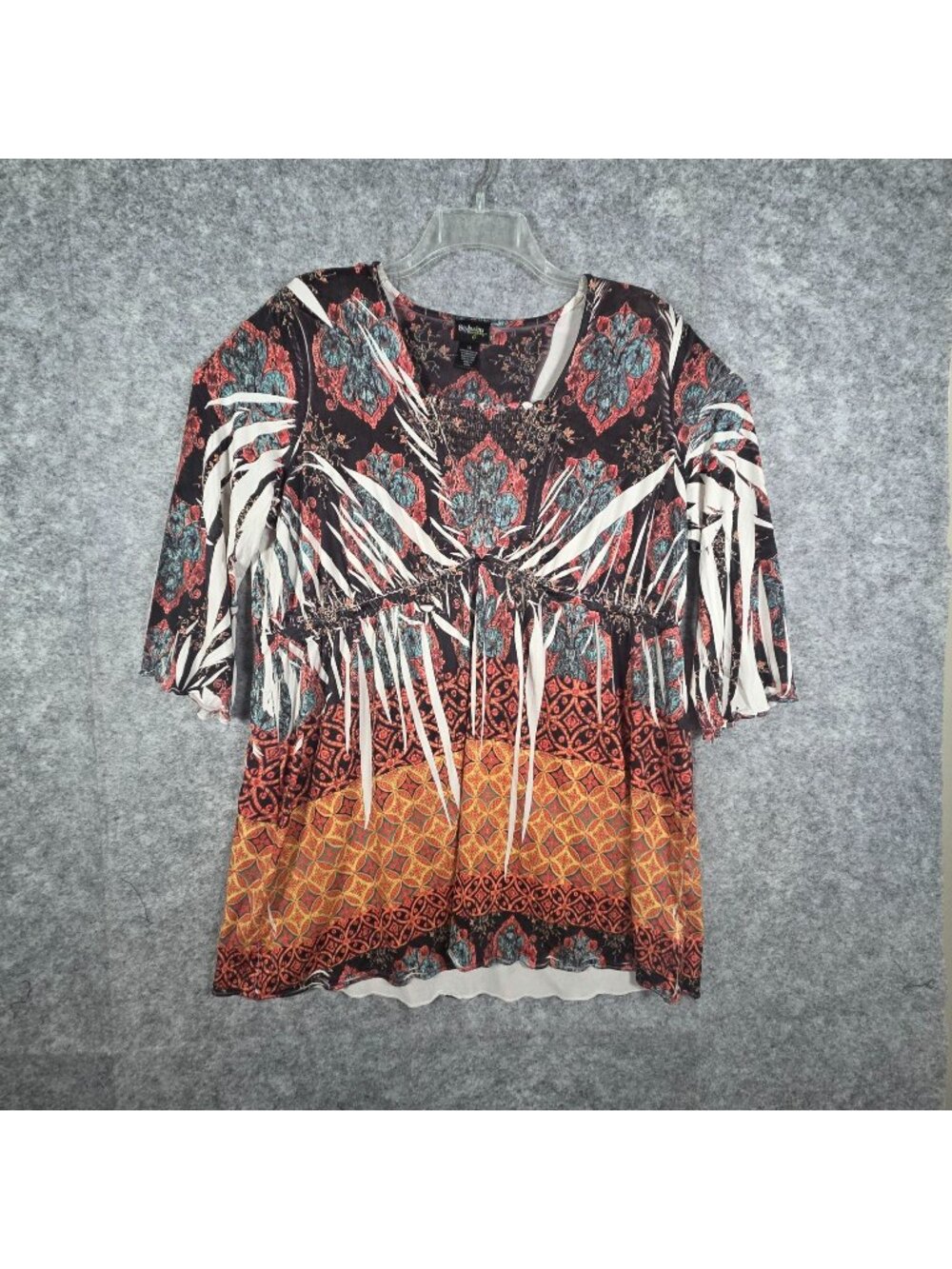 Style & Company Women's 3/4 Sleeve Pullover Tunic Multi Color Size 1x